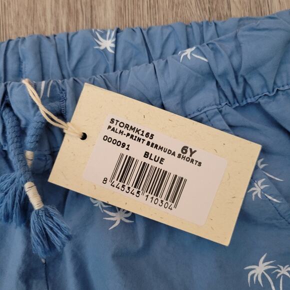My Little Cozmo organic cotton palm print bermuda shorts in blue Size 6Y - Picture 4 of 9